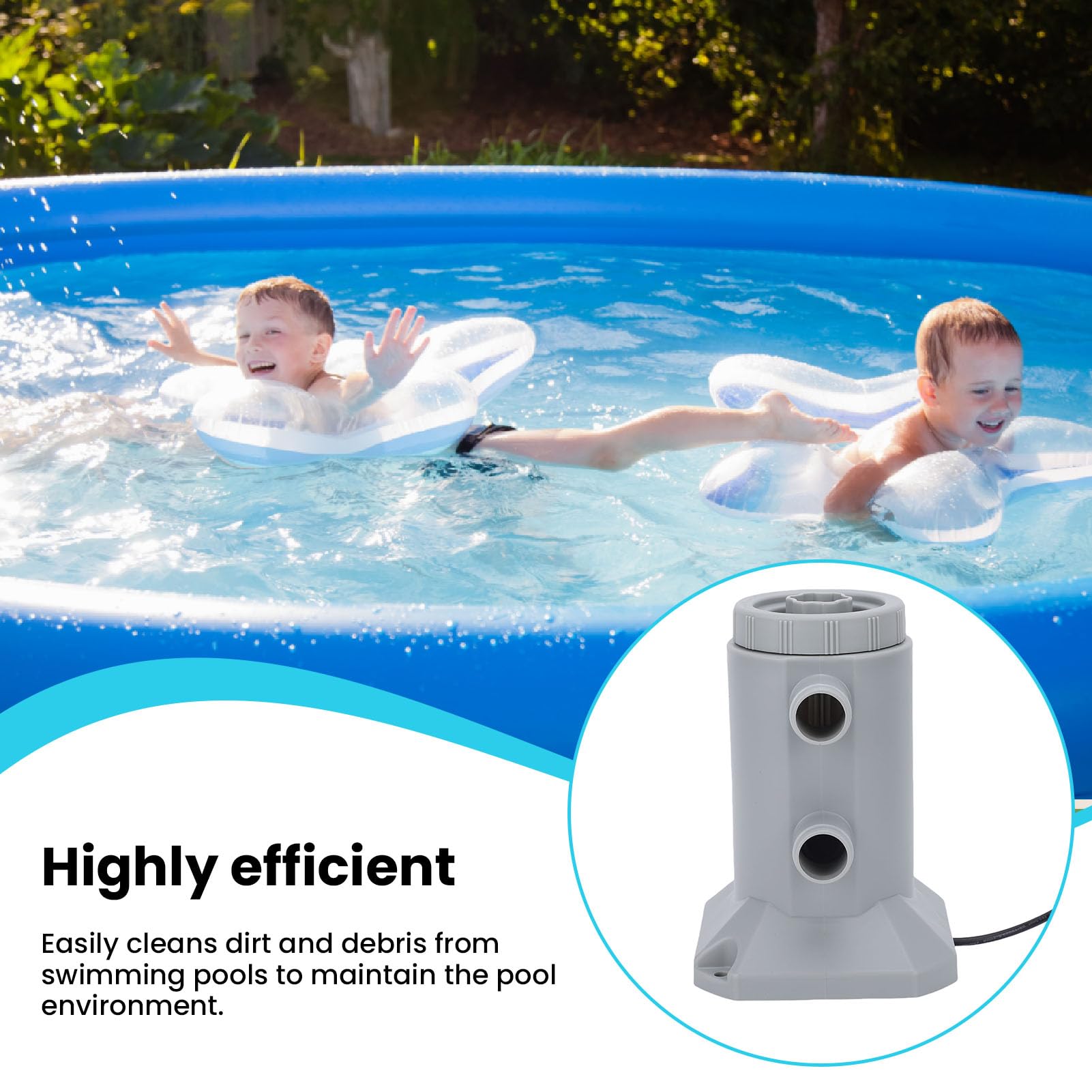 Pompa filtro per piscina 250 l/h Pompa filtro a cartuccia in materiale ABS ad alta portata, basso rumore, efficiente dal punto di vista energetico per piccole piscine e zattere