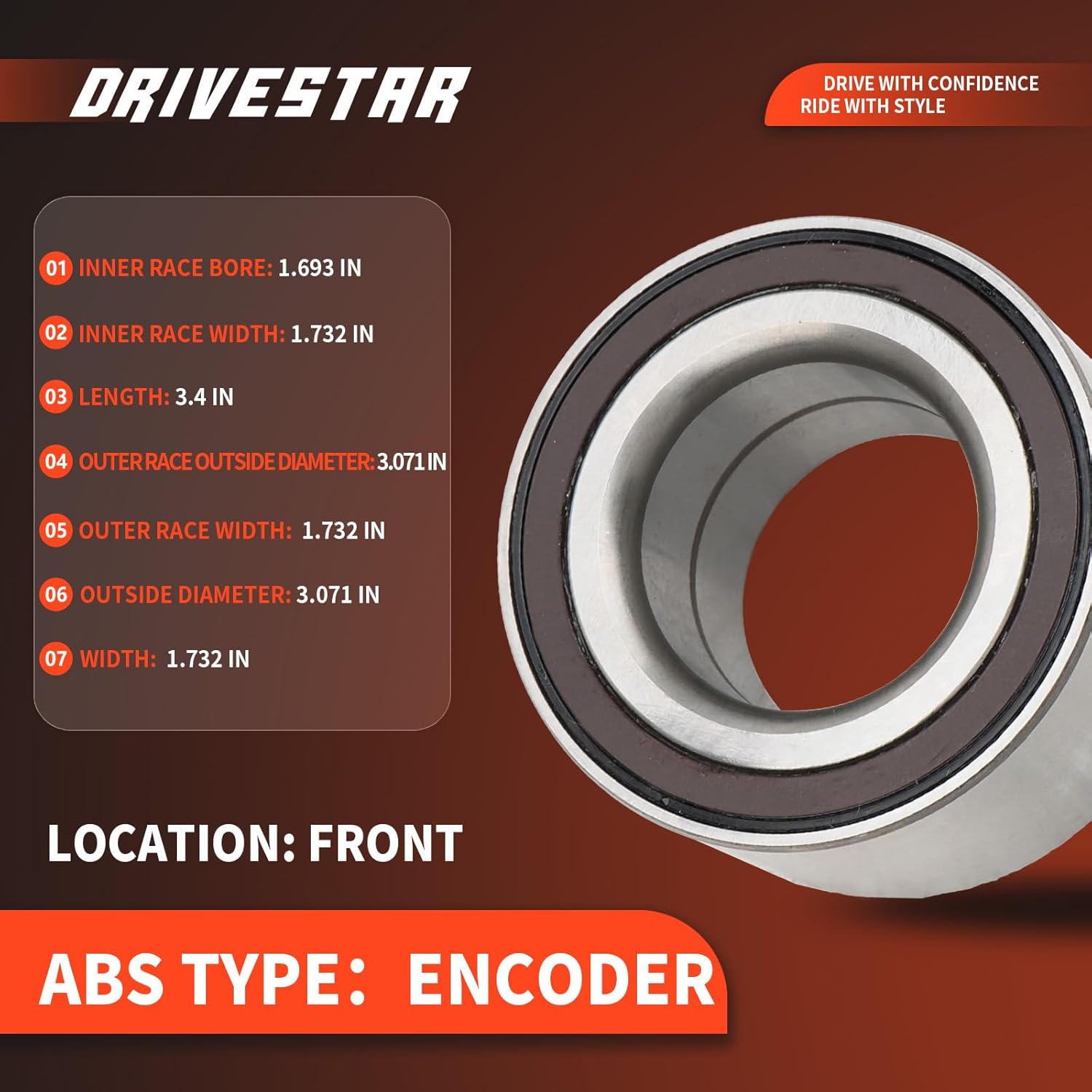 【Pair】 DRIVESTAR 510089 Front Left/Right Wheel Hub Bearing FW89 for Honda Civic 2006-2020, for Acura ILX 2013-2014