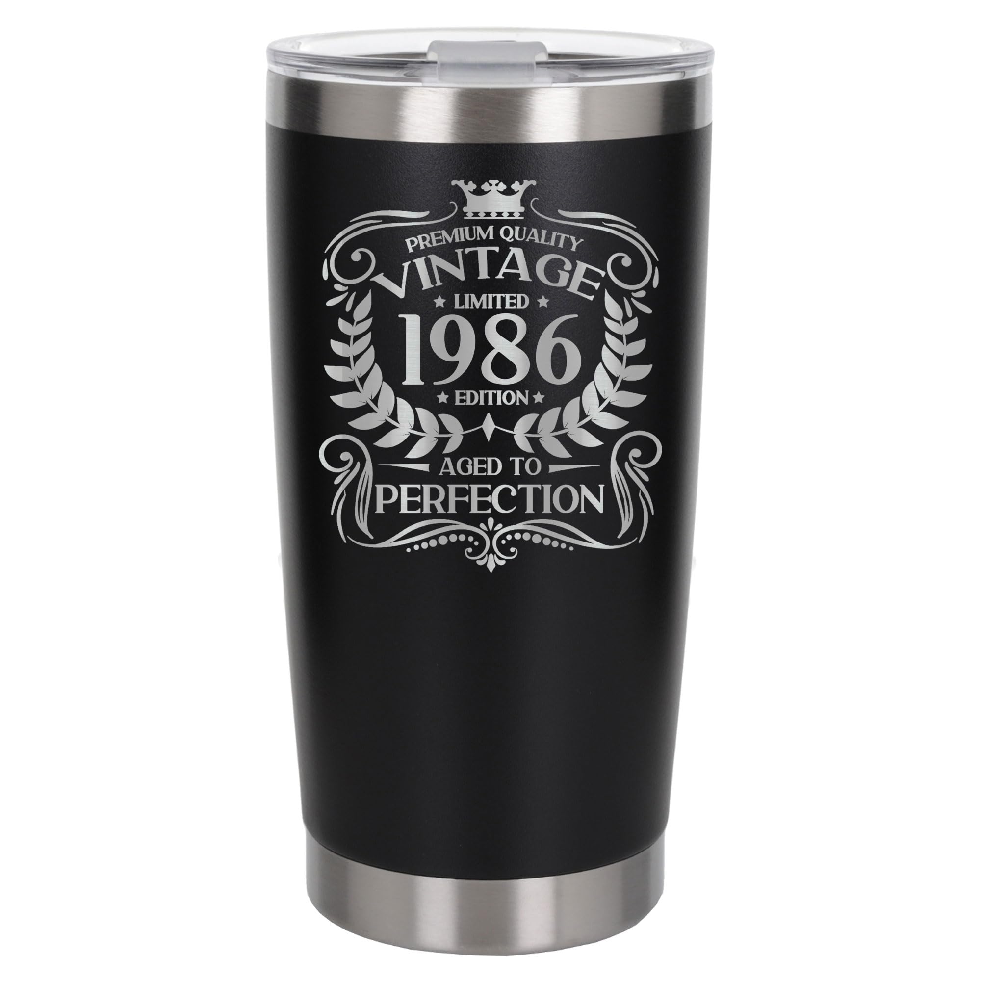 Always Looking Good 40th Birthday Gift Vintage 1986 Aged to Perfection Engraved Insulated Travel Mug Present for 40 Year Old Black Thermal Coffee Flask Travel Mugs with Lids — image 1