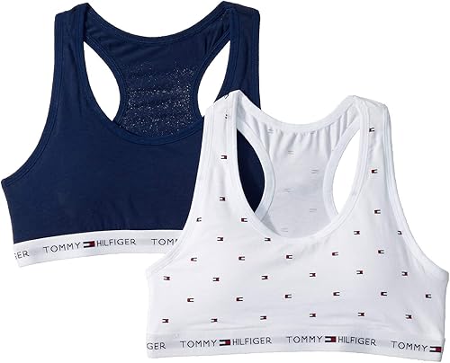 Tommy Hilfiger Brasier deportivo corto para niña (paquete de 2), correas de espalda cruzada y cintura elástica suave