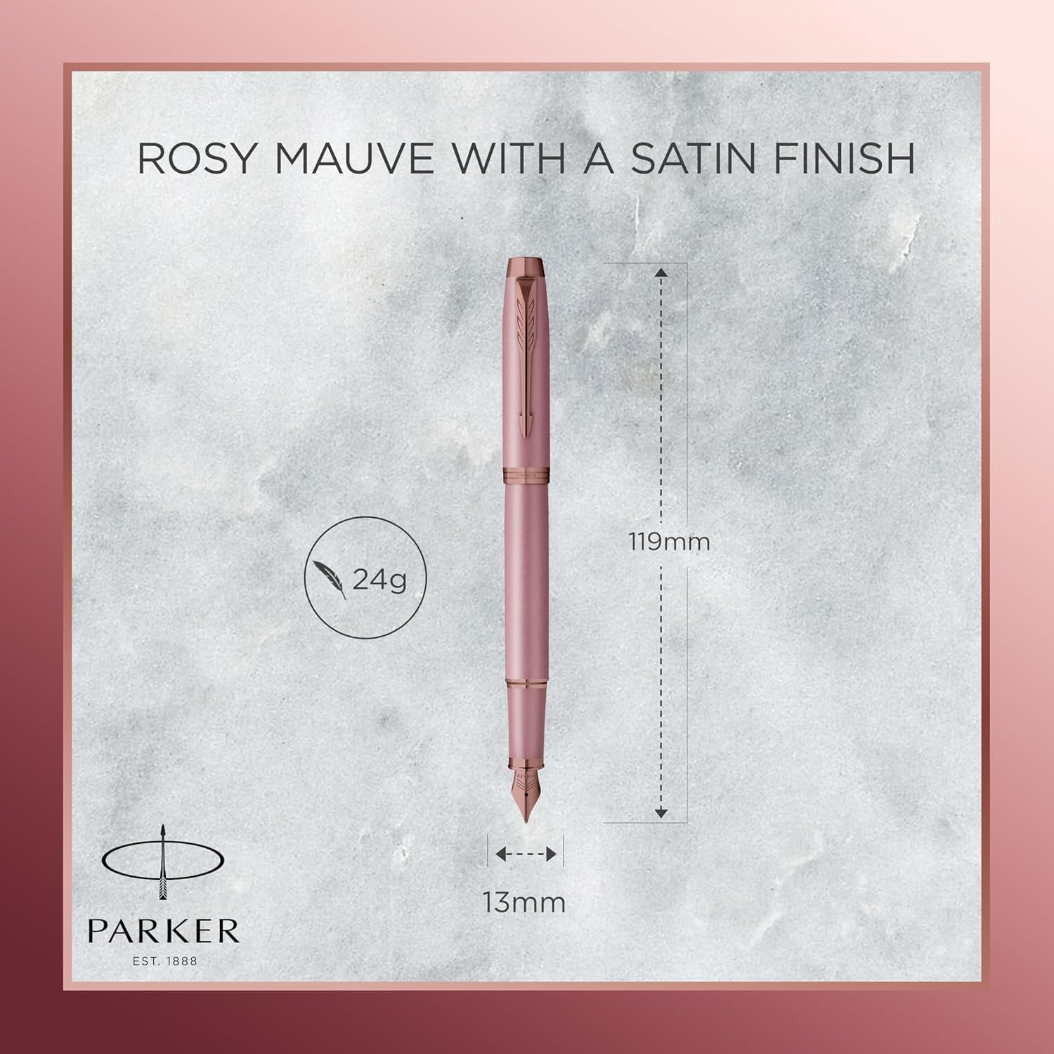 PARKER IM Füllfederhalter The Finishing Touch Collection mit individueller Gravur – personalisiertes Schreibgerät als stilvolles Geschenk für Geburtstag, Hochzeit oder Business (Mauve)