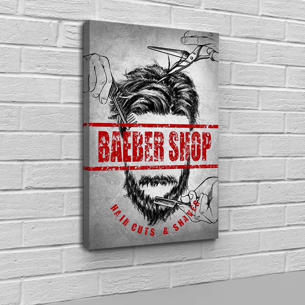 KLVOS Hair Salon Wall Art Barbershop Hair Design Poster Prints on Canvas New Gift for Beauty Barber Salon Makeup Dressing Room Framed Fashion Wall Decoration Stretched Ready to Hang 24inch x 36inch