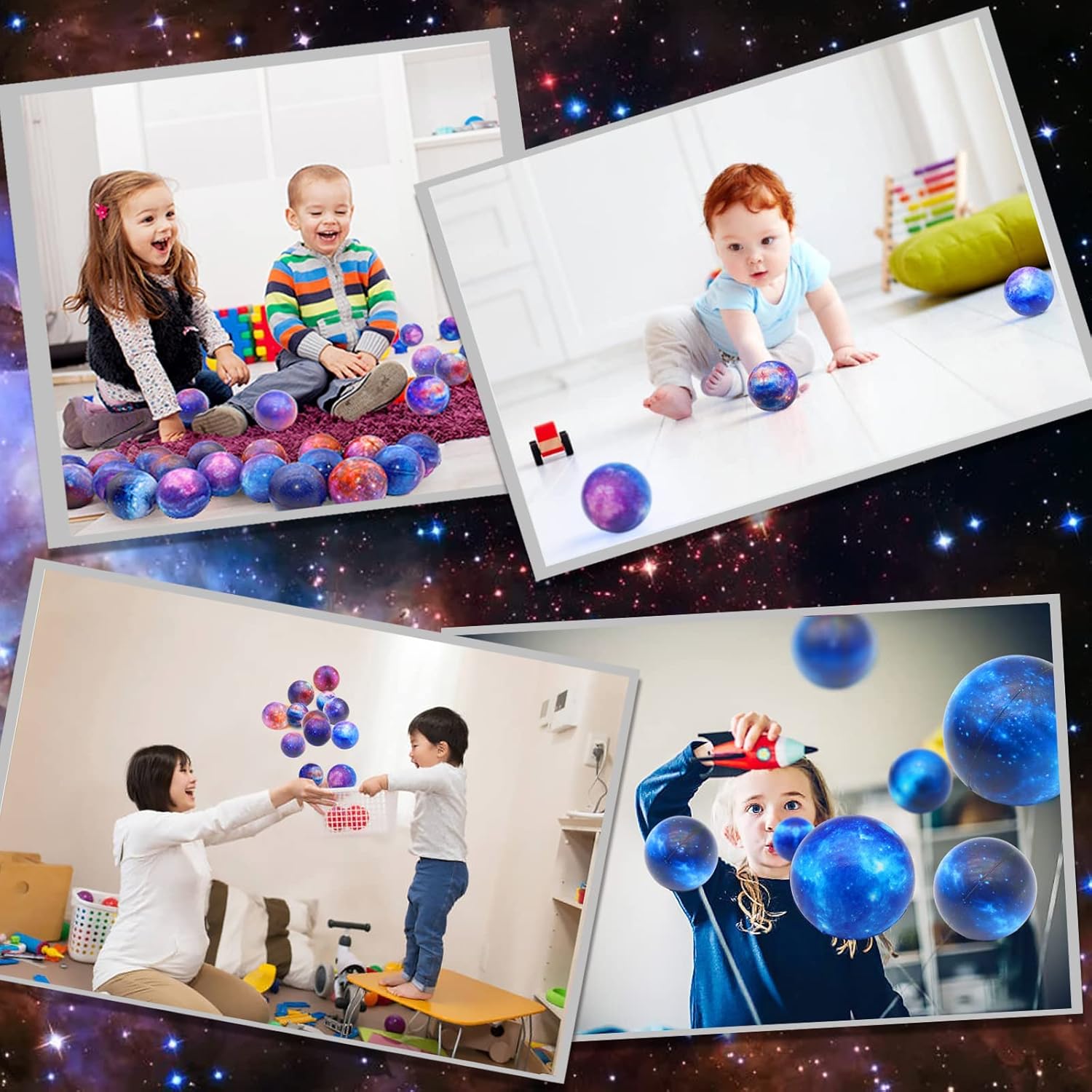 96 Pack Galaxy Stress Balls Bulk for Kids Adults 2 Inch Space Squeeze Anxiety Fidget Sensory Balls Children Outer Space Mini Relief Balls for Birthday Party Favors Finger Exercise School Carnival Gift