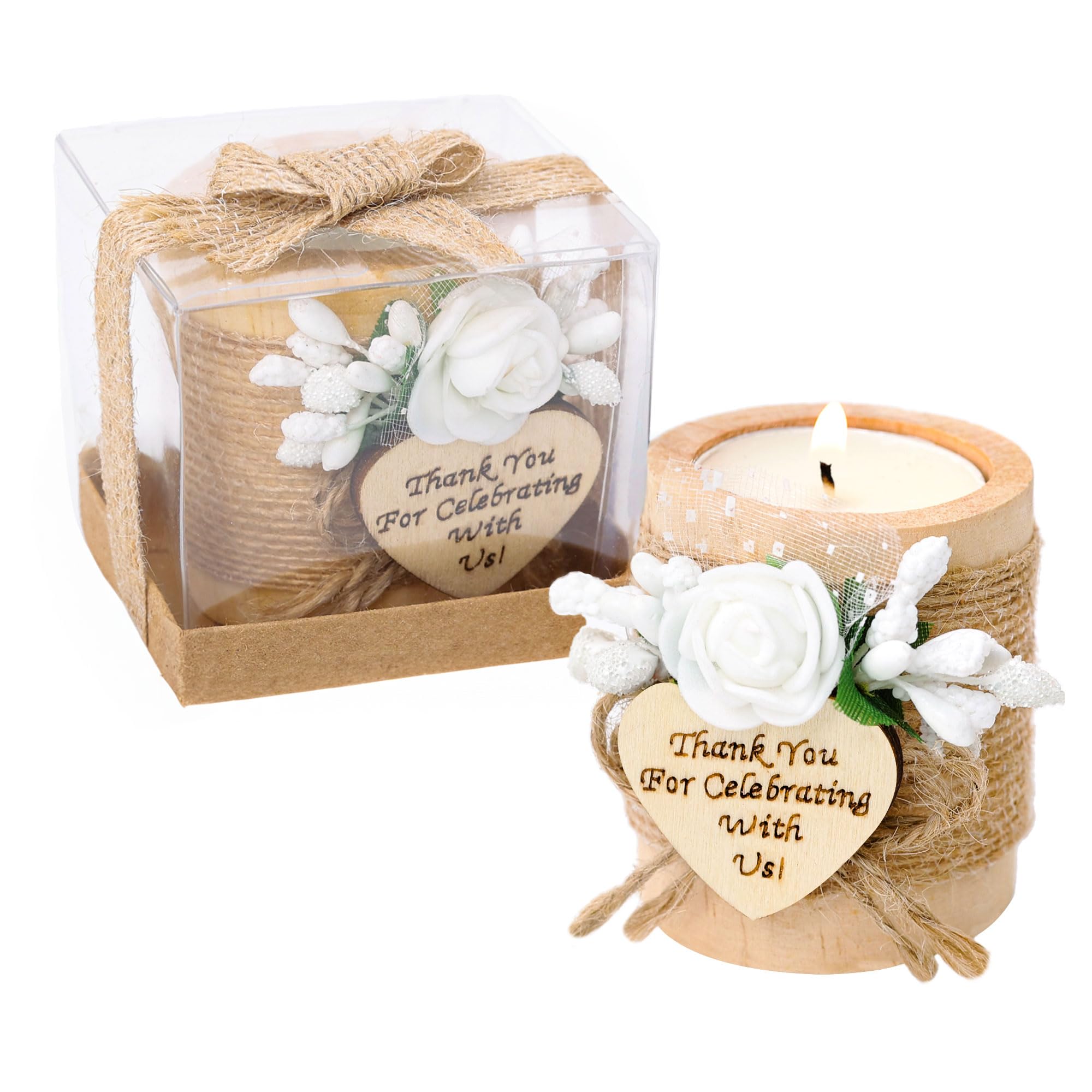 Ju's Favors 10 Piece Set of Wooden Tealight Candle Holders, Wedding Party Gue...