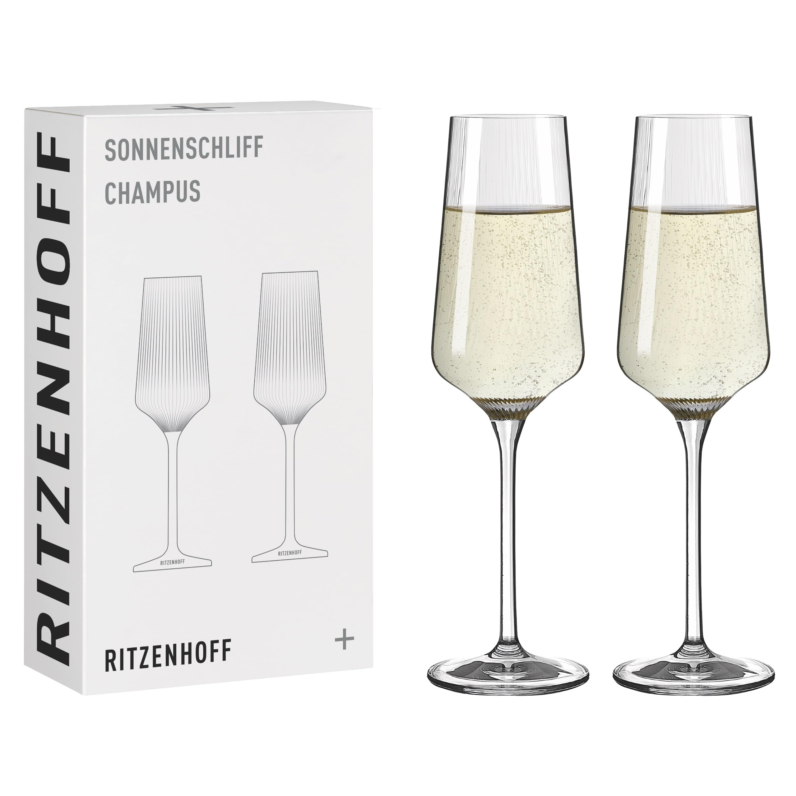 Flûtes à champagne Ritzenhoff 8000004 lot de 2 verres en cristal 200 ml Sonnenschliff allemands