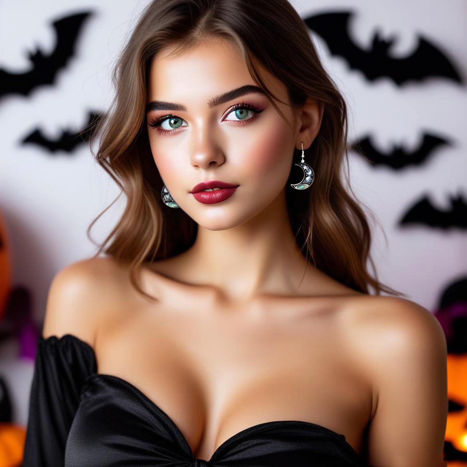 Crescent Moon Earrings for Women Silver Dangle Moon Earrings Vintage Celestial Earrings for Women - Image 4