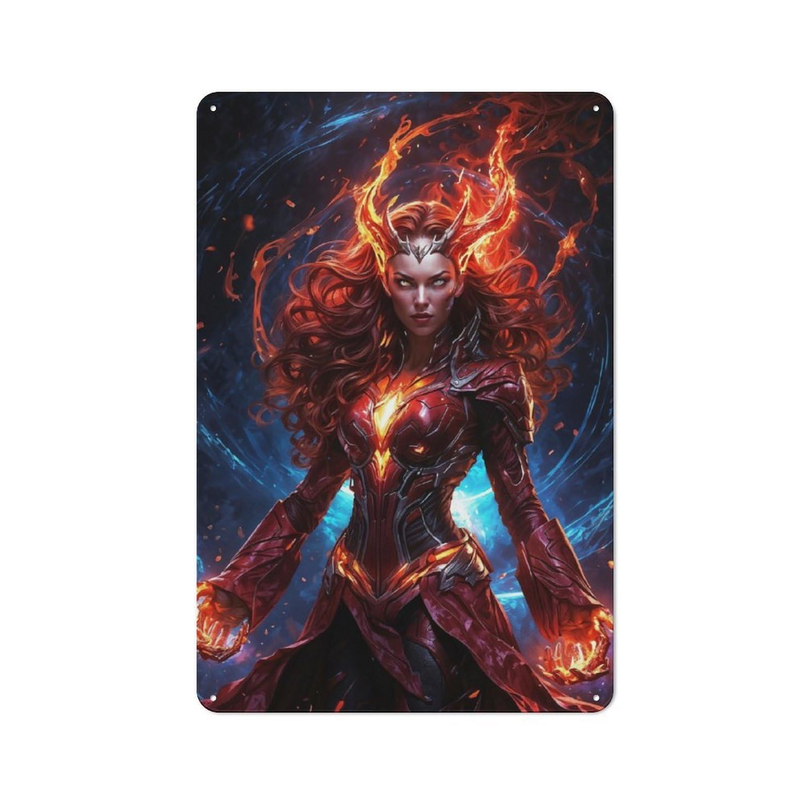 Junmoney Guardian Of The Flame Decorative Metal Plaque With Design 30X20cm, Modern Retro Studio Wall Art For Workspace, Cafe, Hallway Or Garage