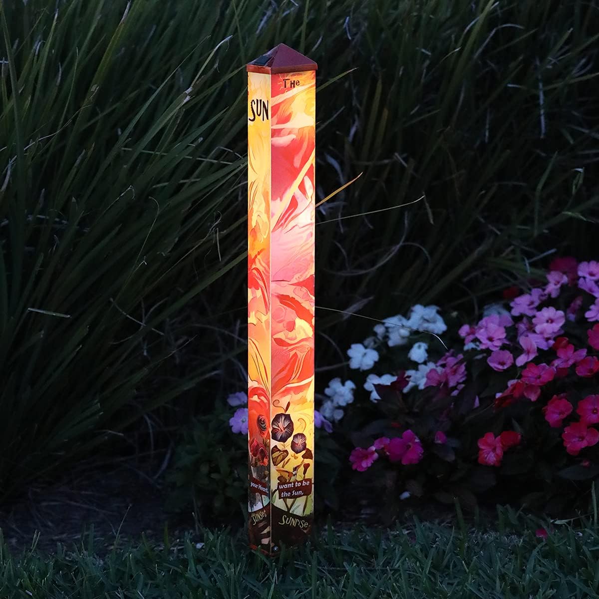 Echo Valley 3781 "The Warmth of the Sun" Spirit Pole, Vivid & Illuminating Solar Garden Pole, Red/Yellow. 3.25 x 32 inches