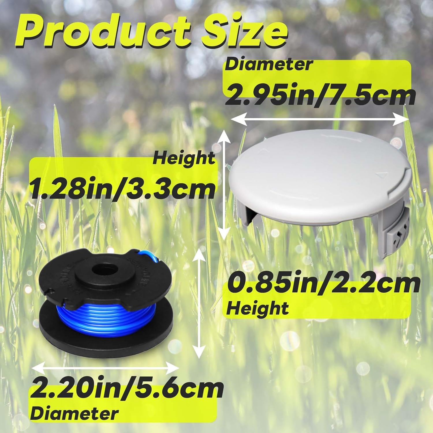 24 Pcs Replacement Trimmer Spools for Ryobi One+, 11ft, 0.065in AC14RL3A Weed Eater Spool and AC14HCA Spool Cap Compatible with Ryobi 18V,24V,40V Cordless String Trimmer, 20 Line Spools and 4 Caps