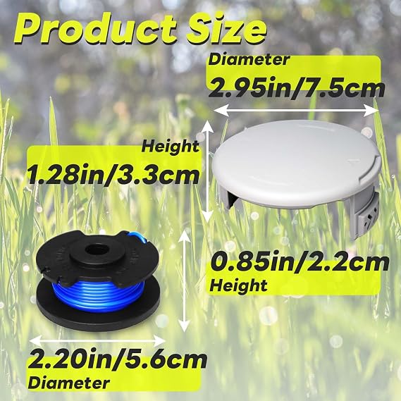 24 Pcs Replacement Trimmer Spools for Ryobi One+, 11ft, 0.065in AC14RL3A Weed Eater Spool and AC14HCA Spool Cap Compatible with Ryobi 18V,24V,40V Cordless String Trimmer, 20 Line Spools and 4 Caps
