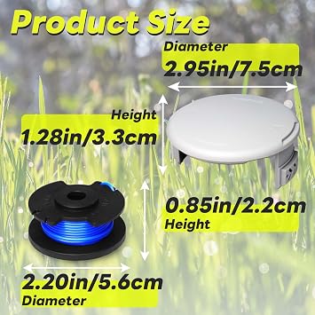 24 Pcs Replacement Trimmer Spools for Ryobi One+, 11ft, 0.065in AC14RL3A Weed Eater Spool and AC14HCA Spool Cap Compatible with Ryobi 18V,24V,40V Cordless String Trimmer, 20 Line Spools and 4 Caps