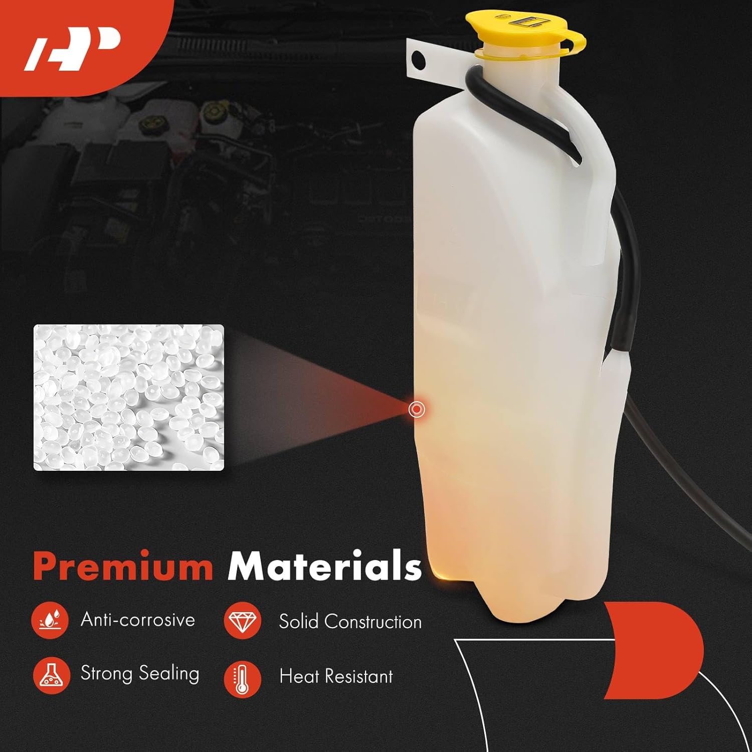 A-Premium Engine Coolant Overflow Recovery Reservoir Tank with Cap Compatible with Jeep JK Series Wrangler 2012-2017, JK Series Wrangler JK 2018, 3.6L - Front Side