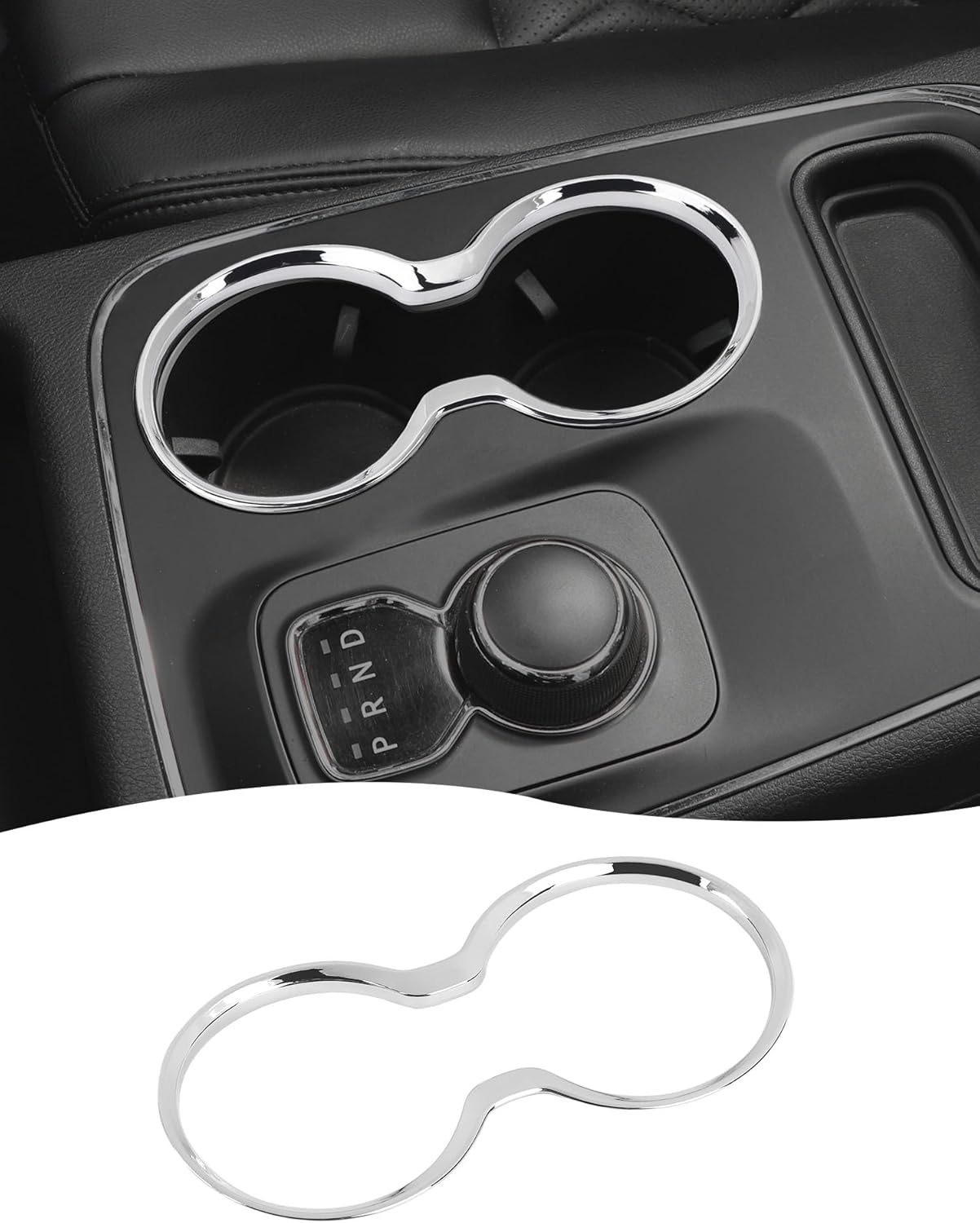 Hoolcar Front Cup Holder Cover Trim Compatible with Jeep Grand Cherokee 2011-2021, Interior Accessories, Chrome