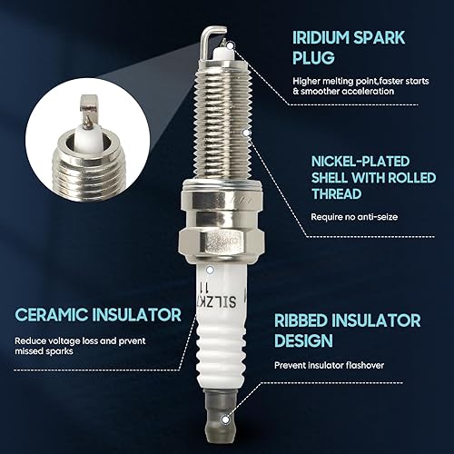 Miniatura 4 de Paquete de 4 bobinas de encendido con 4 bujías de iridio compatibles con Hyundai Elantra 2015 2017 Kia Forte Koup L4 2.0L, repuesto para UF816