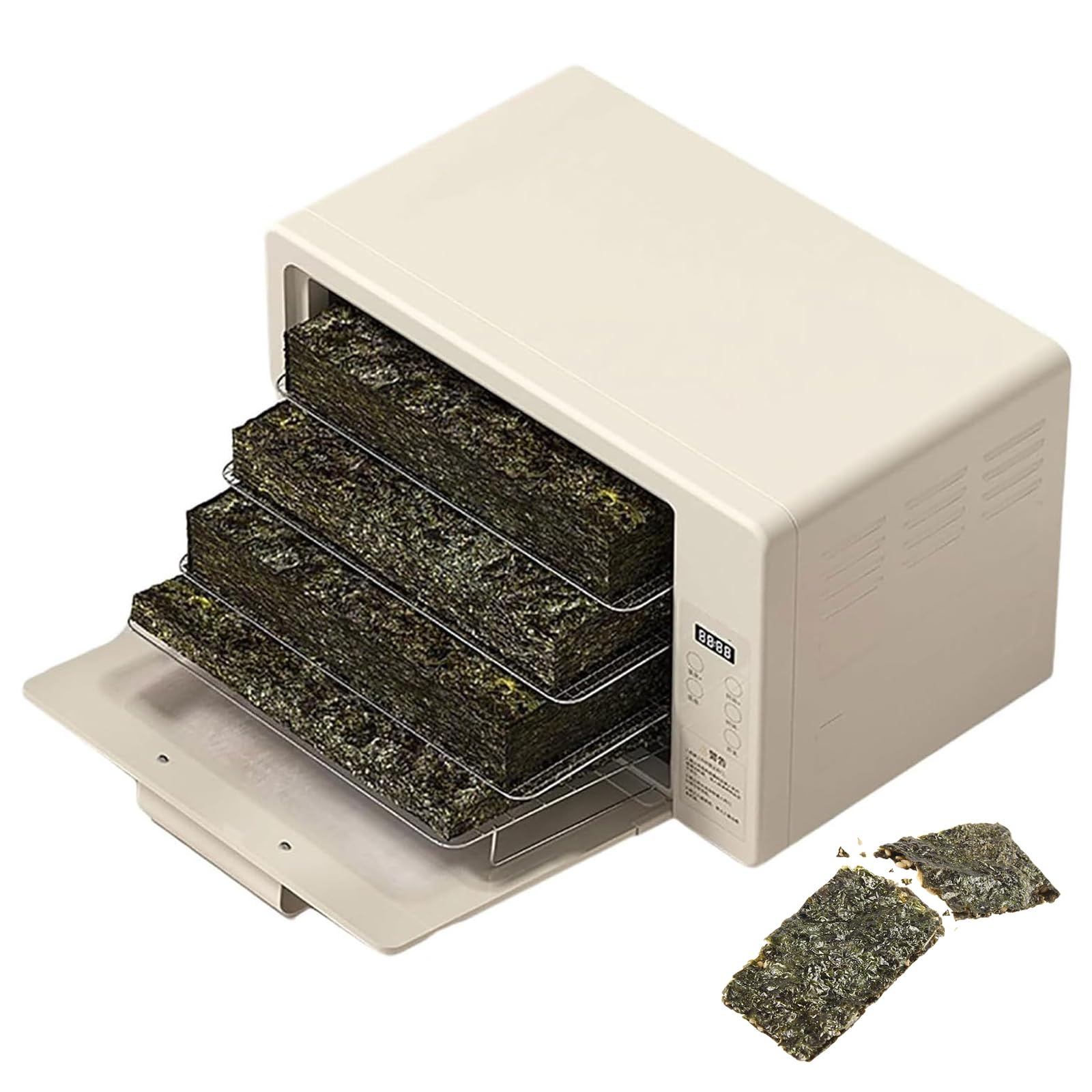 Secador eléctrico de algas marinas, secador de aire caliente de acero inoxidable de 250 W con temperatura ajustable de 30 a 100 °C y temporizador de 24 horas, caja de secado de alimentos para el hogar