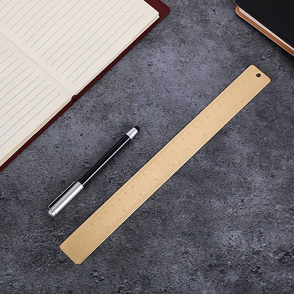 30cm Brass Straight Ruler School Supplies Gift Measure Tool for Students Girls Handy Straight Ruler Vintage Metal Brass for Students