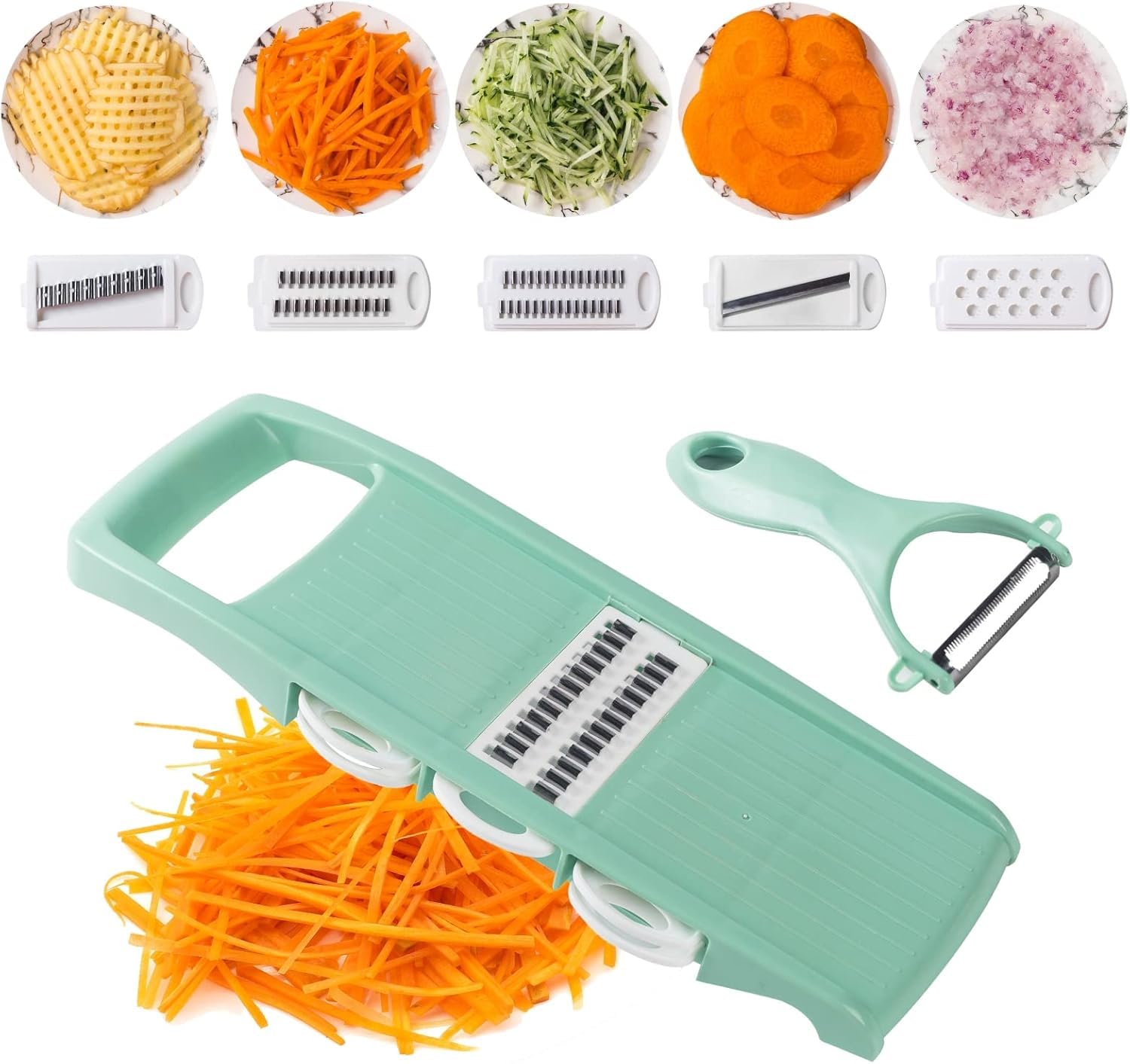 Amazon | マンドリンスライサー 7in1多機能 キッチン 用 野菜 チーズ
