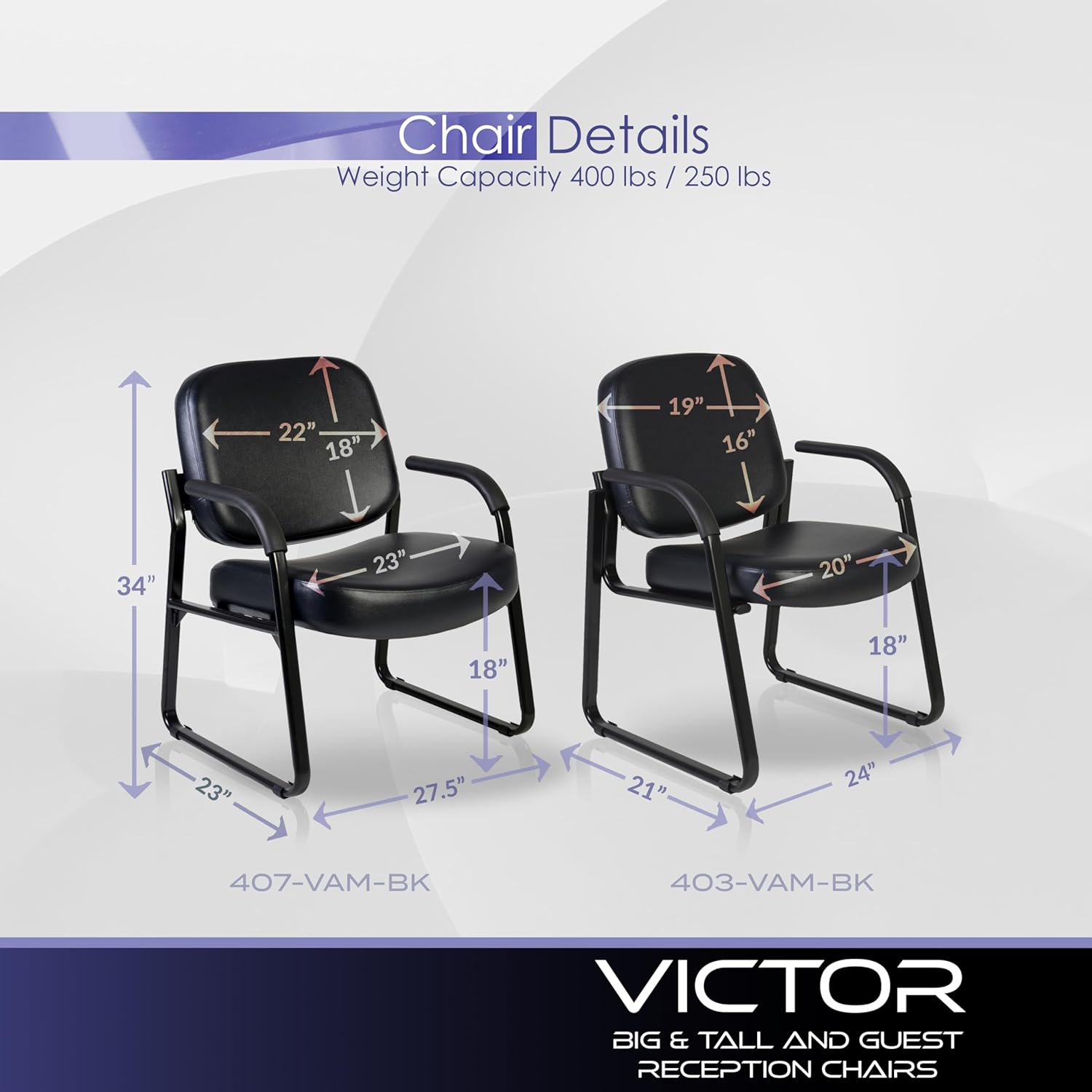 Romig Victor Guest and Reception Chair with Arms, Vinyl - Black
