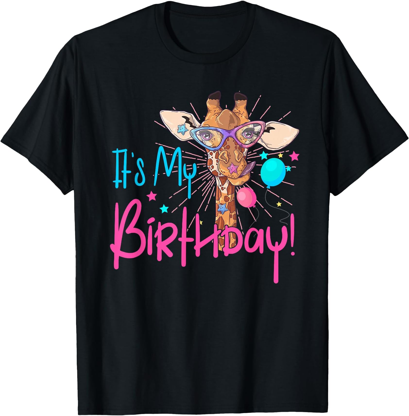 It is My Birthday Good Time Giraffe Party Animal Colorful T-Shirt
