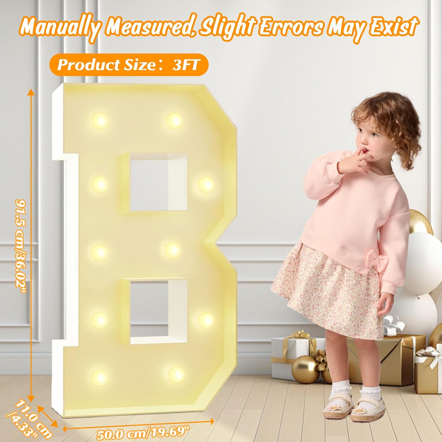 3FT Marquee Numbers 2, Large numbers with Pre-Cut Foam Board Set, Easy-Install Reusable for Party Decoration, Birthdays, Weddings, Graduations, Baby Anniversaries