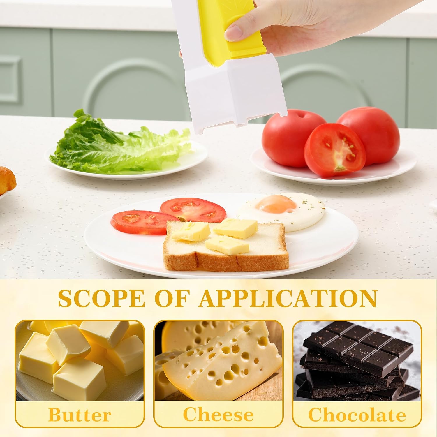 One-Click Butter Slicer with Airtight Storage - Stainless Steel Blade Butter Dispenser, Fridge-Friendly Container with Sealed Lid (Dishwasher Safe)