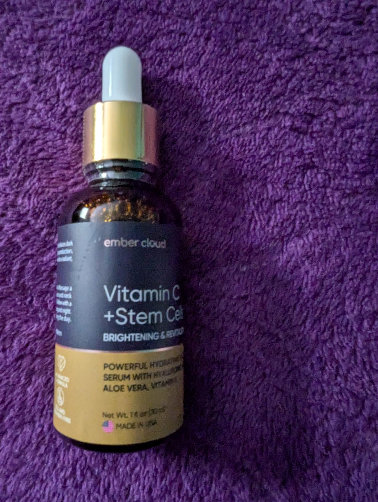 Ember Cloud Vitamin C Serum for Face with Stem Cells Hyaluronic Acid Vitamin E Aloe Vera For All Skin Types Anti-Aging Face Seru Supports Skin Health & Even Tone Day and Night Made in USA 1 Oz