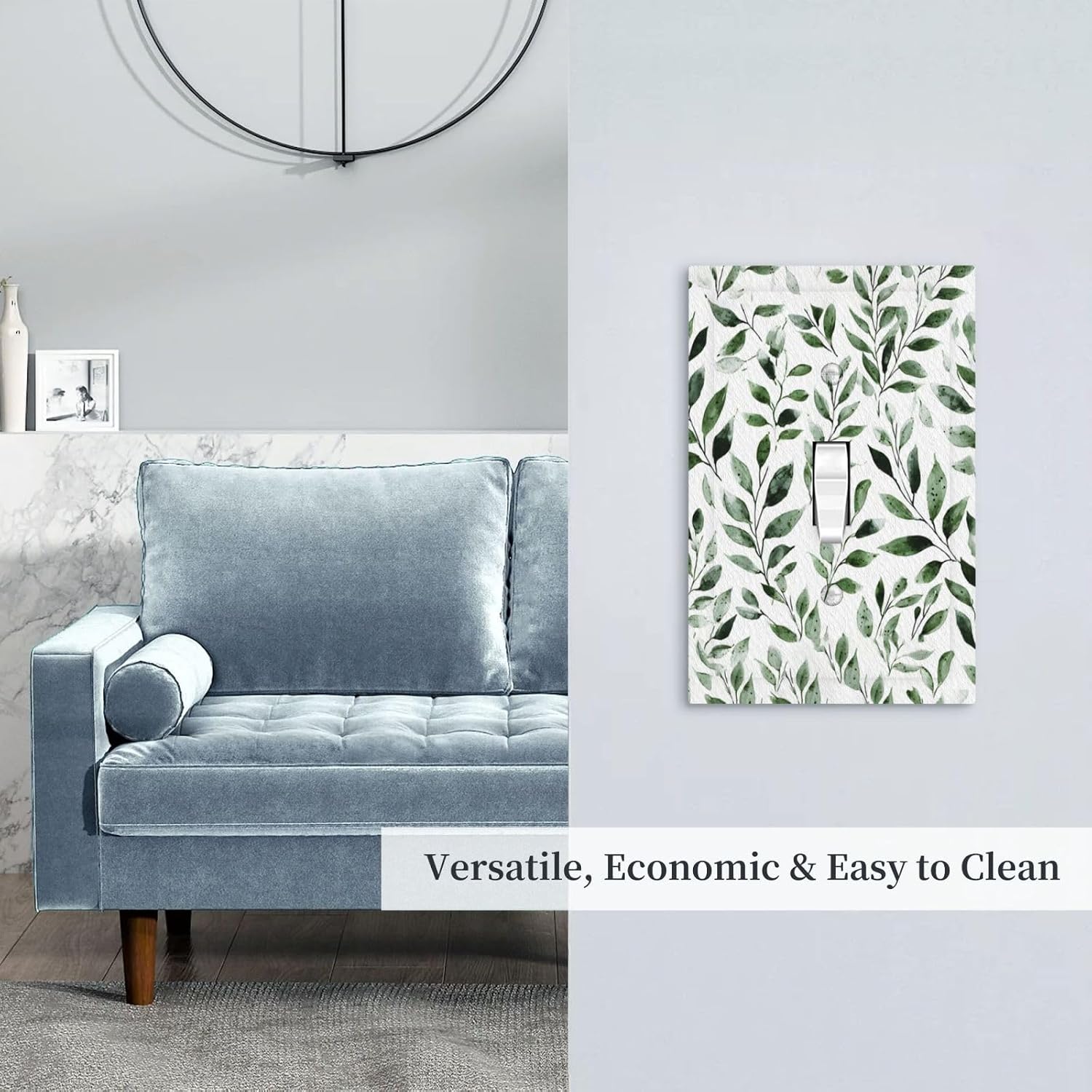 Decorative Light Switch Cover Plate Rustic Green Leaves Olive Sage Leaf 1 Gang Single Toggle Wall Plates for Electrical Outlet Covers Switch Plate Covers Faceplate for Bedroom Home Decor