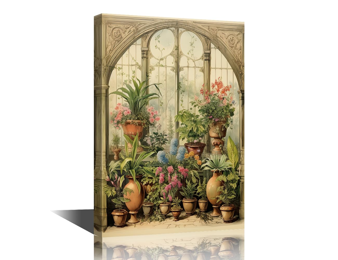 Greenhouse Botanicals Wall Art for Living Room Flowers and Leaves Canvas Art Wall House Decor Potted Plant Poster Decorations for Office Vintage Pictures for Bedroom Wall Decor 12"Wx18"Hx1 Panel