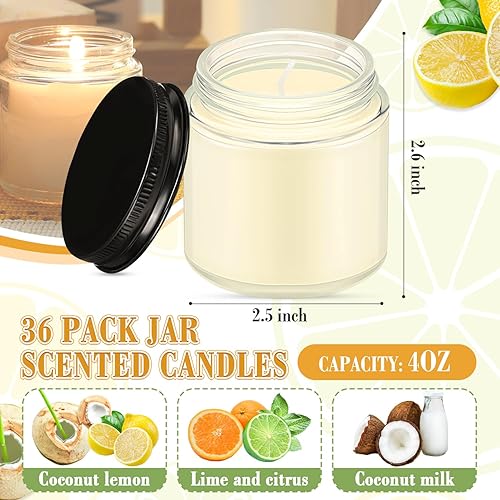 Miniatura 9 de MTLEE 36 paquetes de velas en tarro pequeño Mason de 4 onzas, velas pequeñas perfumadas con tapas, regalos de velas a granel para regalo de Navidad,