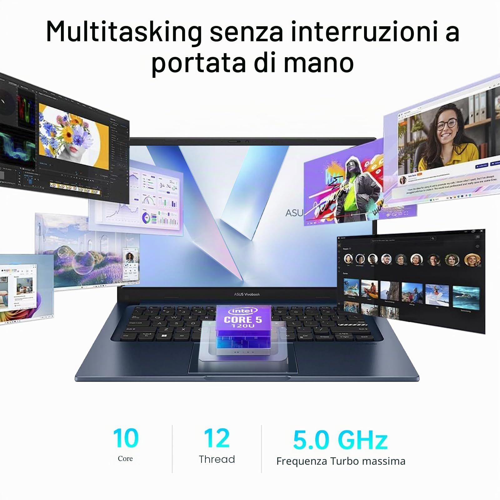 ASUS VIVOBOOK 16 F1605VAPBF SILVER 16" 1920X1200, INTEL CORE ULTRA 9 270H, 16 GB DDR5, SSD 1 TB NVME, WINDOWS 11, WIFI 6, WEBCAM FHD IR, HDMI 1.9 KG, GARANZIA TRE ANNI, NESSUN ALIMENTATORE