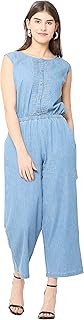 Avyanna Stylish Women's Blue Color Solid Pintex Detail Denim Jumpsuit