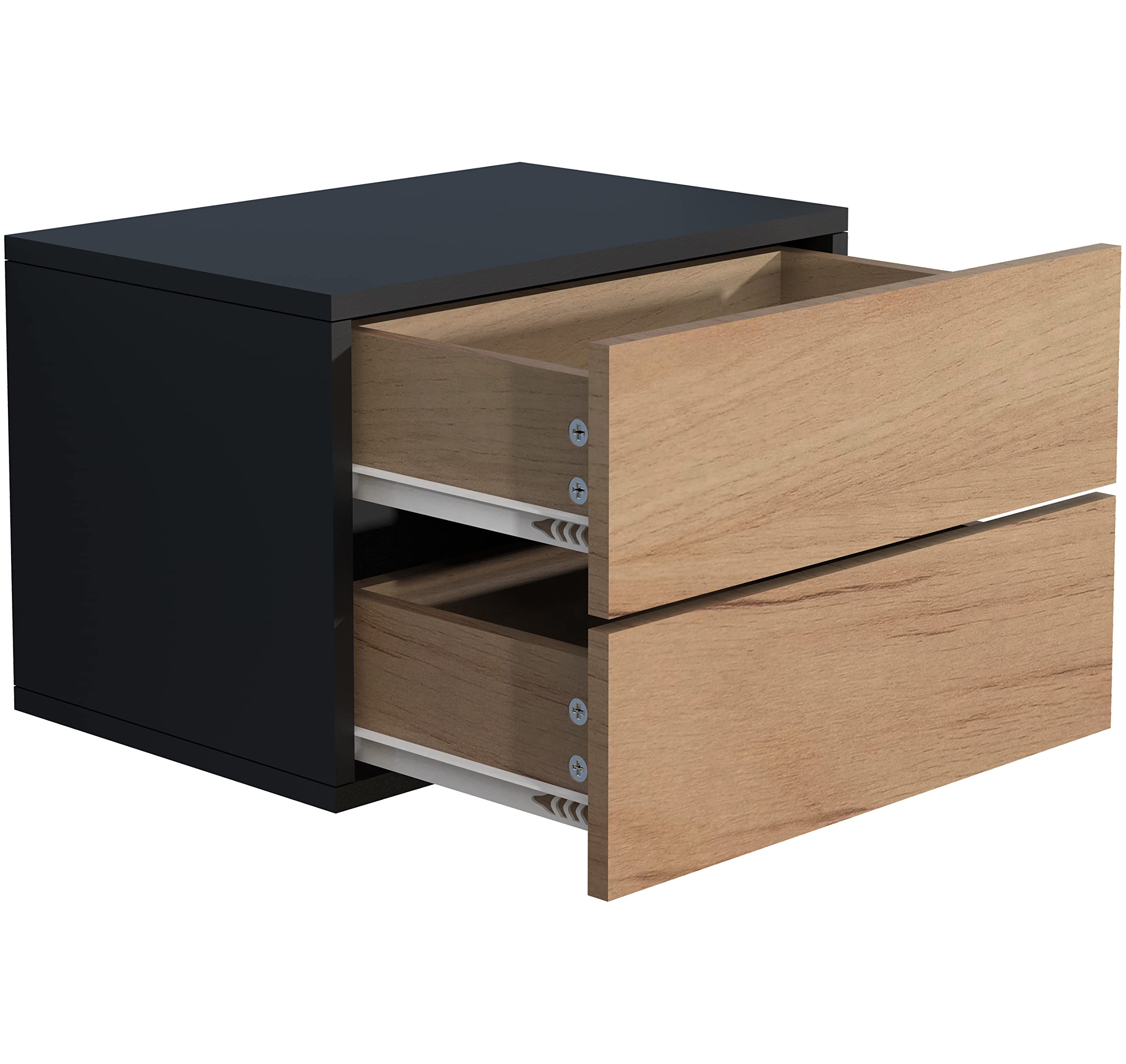 VCM Tiroir Mural en Bois Table de Chevet Murale Console Table de Nuit Usal L 45 cm Noir/Chêne Miel