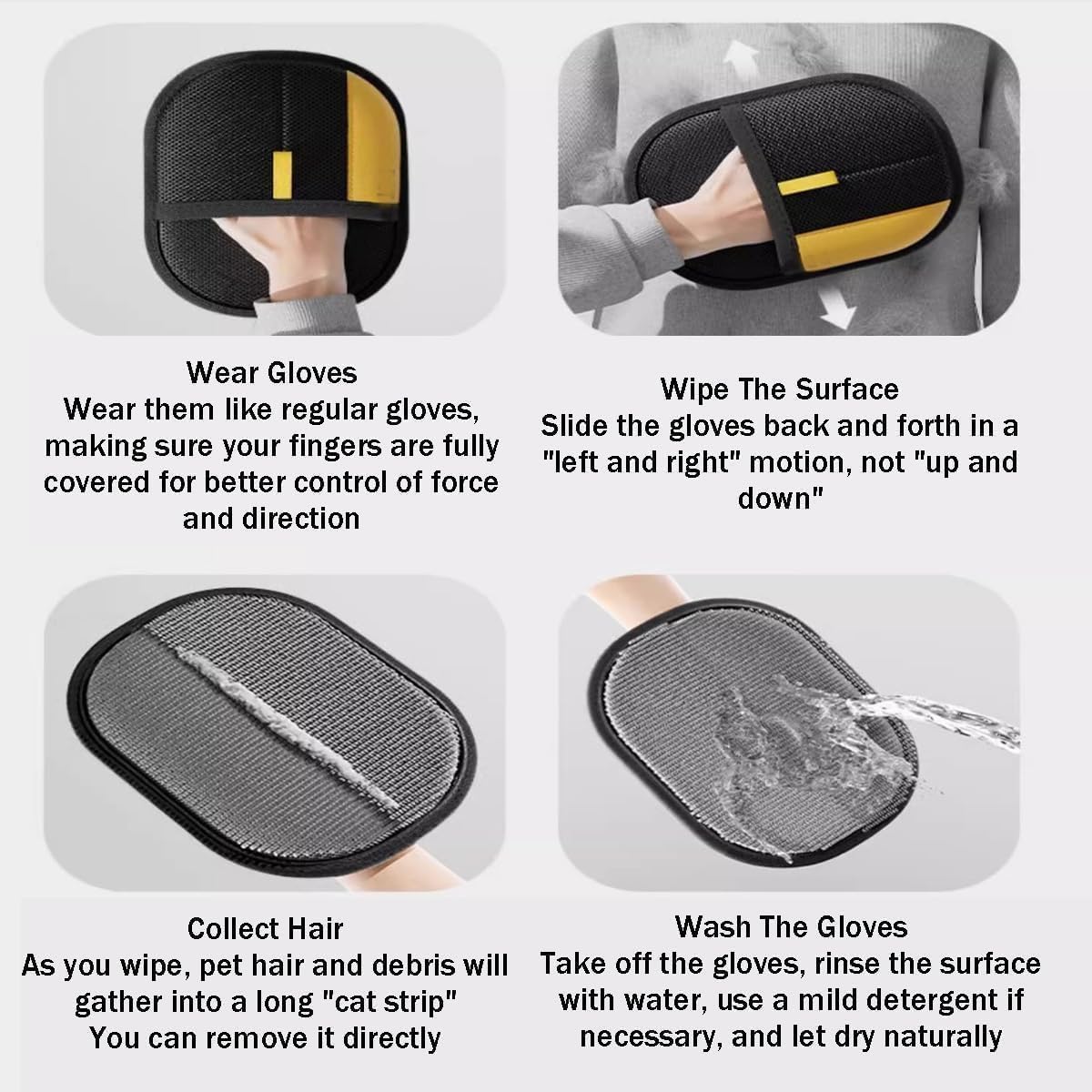 Gahwa Fellmagnet Handschuhe Doppelseitig für Hunde & Katzen 2026 Atmungsaktive Haustierhaarentferner mit Anti-Statik-Funktion, Effiziente Pflegehandschuhe Katzenhaarentferner Handschuh (1 Pack) - 3