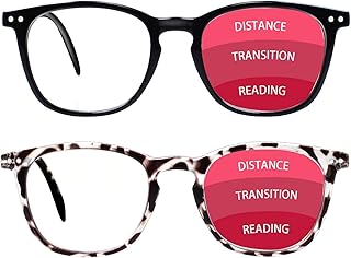 VIDEBLA Progressive Multifocus Reading Glasses Blue Light Blocking Women/Men,Computer Readers with Spring Hinge (2 Mix Color, 1.00)