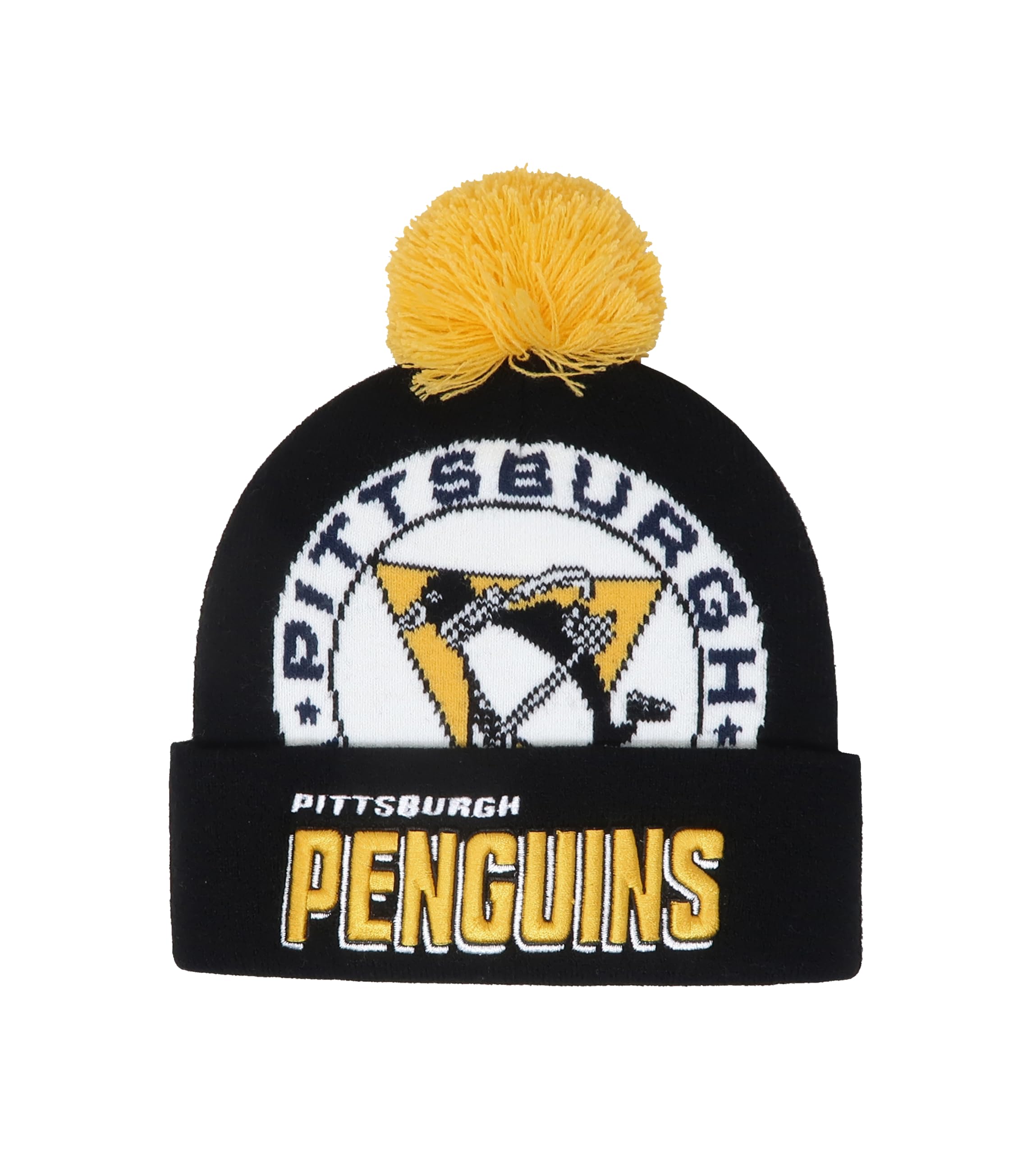 Mitchell & Ness Men's Pittsburgh Penguins Punch Out Black Knit Beanie