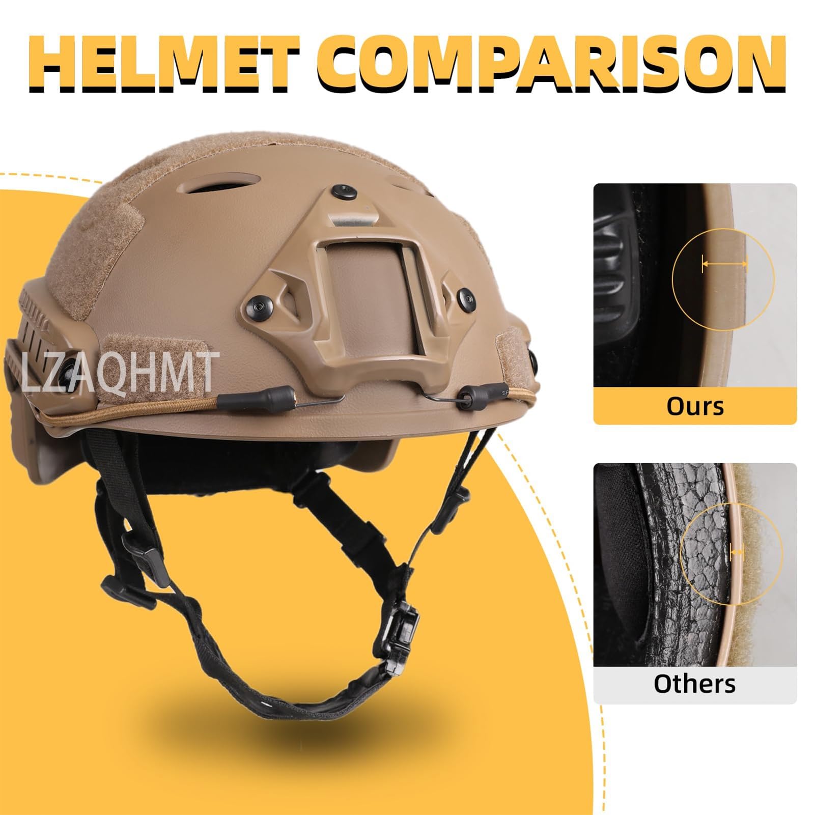 LZAQHMT Casque Tactique Airsoft 4 en 1 Amélioré - Système Réglage Rapide par Molette avec Oreillette, Housse Casque Et Sac Lestage for Équipement Paintball Militaire, Cosplay Et Cosplay - 2