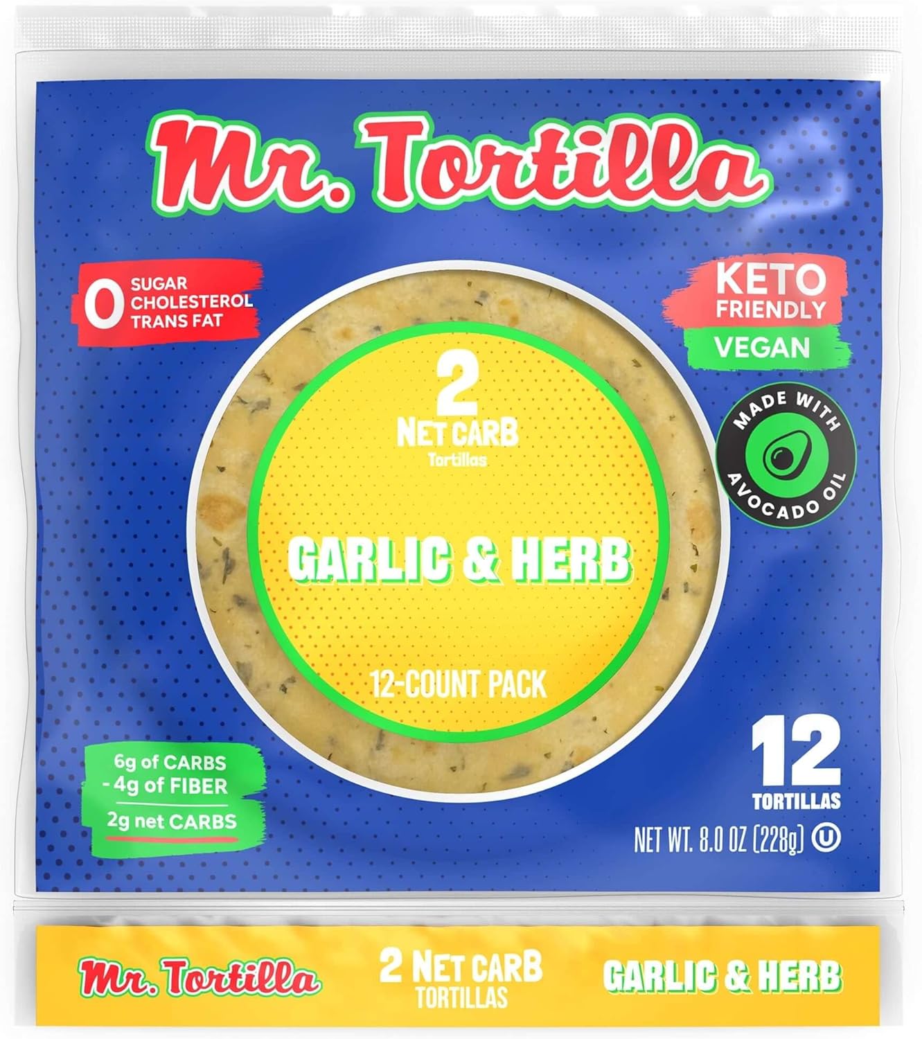 Mr. TortillaLow Carb Tortillas 2 Net Carb Keto Soft Taco Shells for