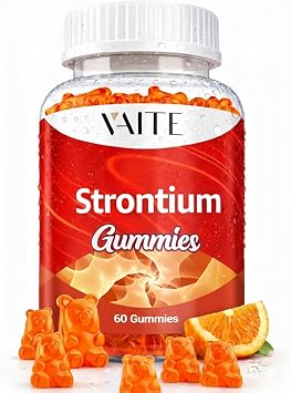 Strontium Citrate 750mg Supplement Enhances Bone Density, Strength, and Health for Men and Women, 60 Vegan, Non-GMO, Sugar-Free Gummies Provide an Easy Way to Promote Long-Term Bone Wellness