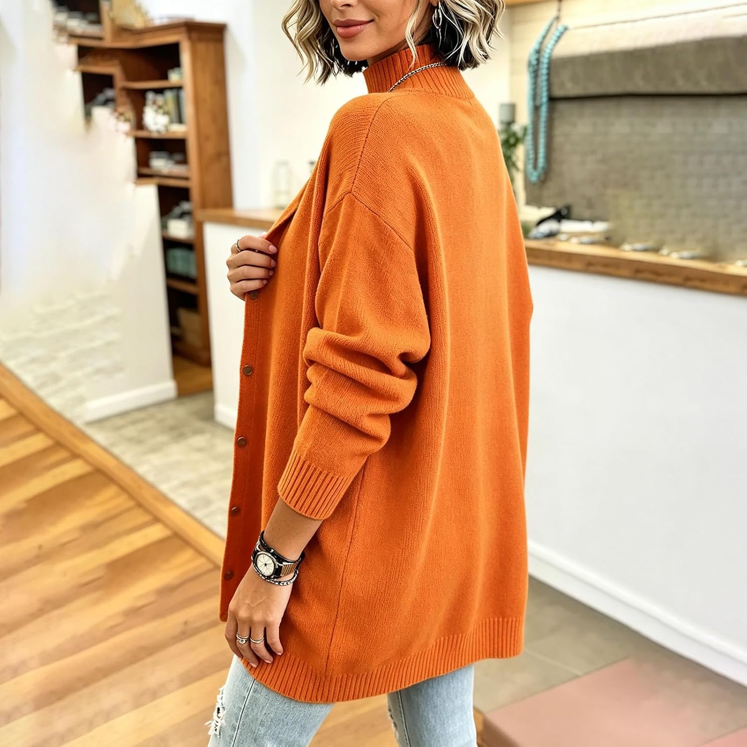 Womens Sweater Long Sleeve Tops Mock Neck Fall Winter Clothing