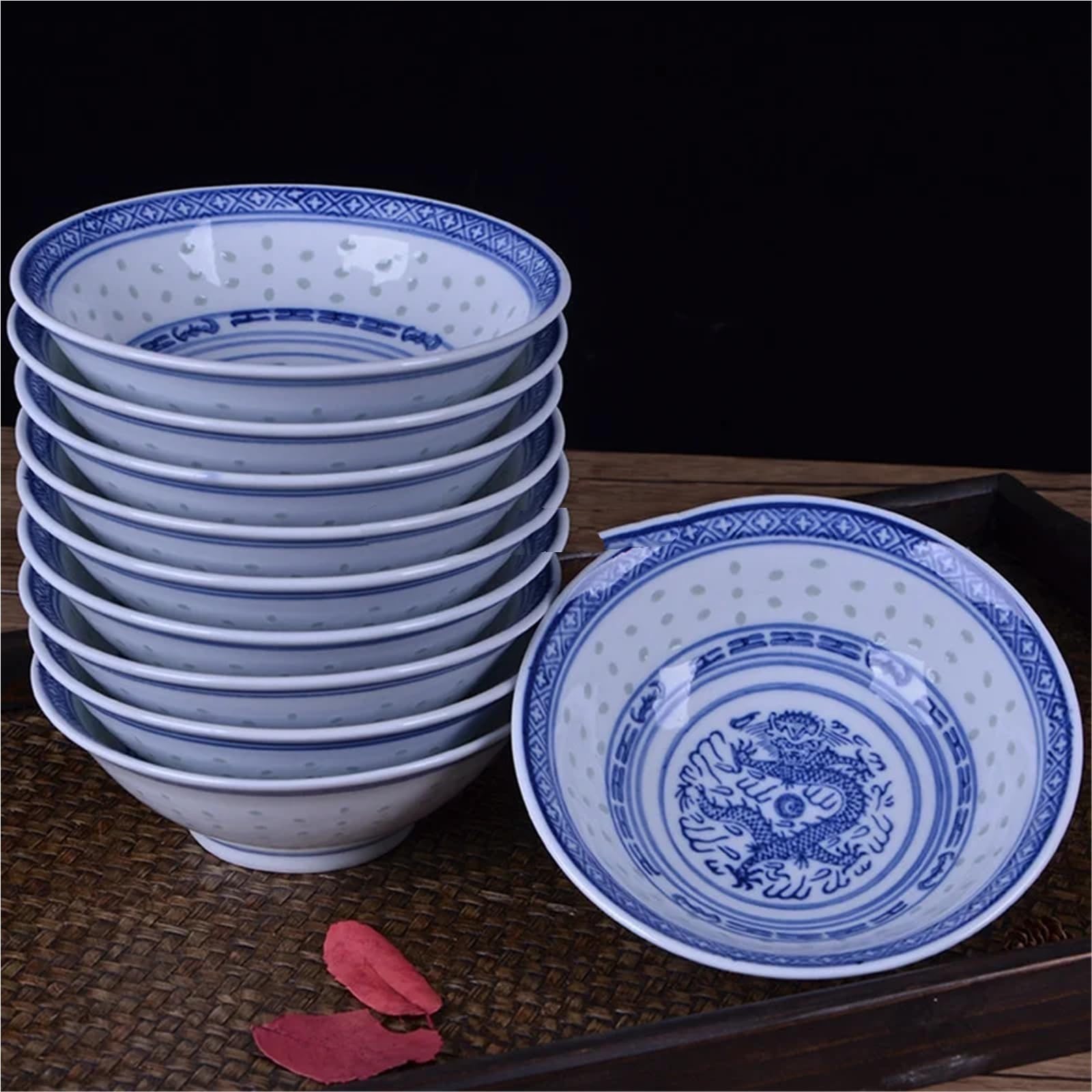 15 cm klasyczna niebieska i biała porcelanowa ceramiczna miska ramen, miska na zupę i ryż do domu i restauracji zastawa obiadowa