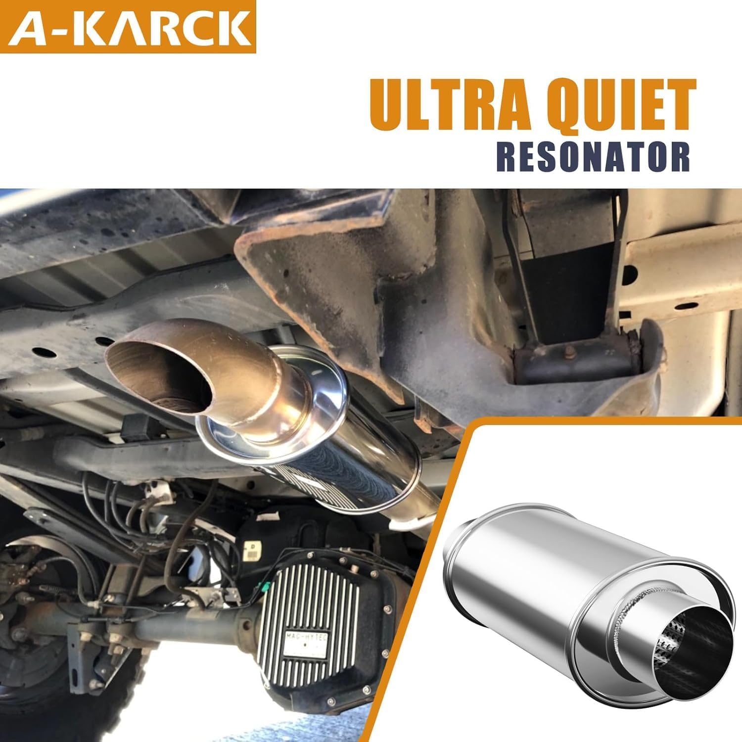 A-KARCK 3 inch 304 stainless steel Muffler, Ultra Quiet Resonator, Universal Sliver Oval Performance Exhaust Muffler