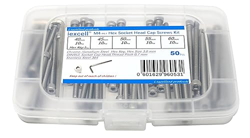 Miniatura 79 de iexcell 25 piezas M4 x 60/65/70/75/3.150 in paso de rosca 0.028 in acero inoxidable 304 cabeza hexagonal Tornillos Tornillos surtido Kit