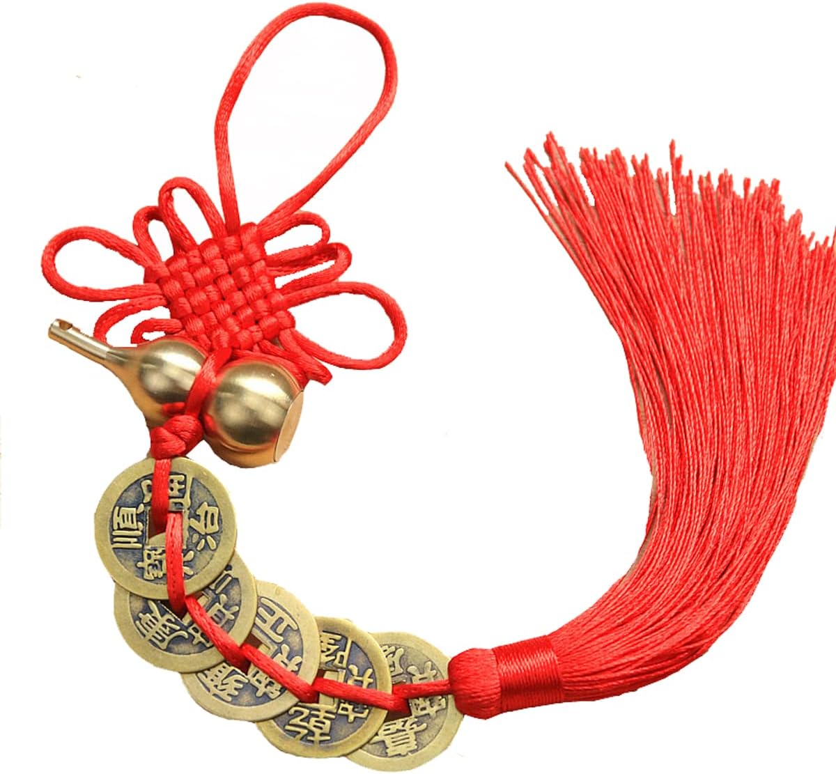 Feng Shui Brass Gourd red Chinese Knot Tassel Home Decor Wu Lou Hanging Bring You Good Luck and Wealth,Chinese New Year Spring Festival Party Decor Gifts