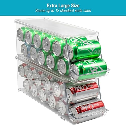 Miniatura 6 de Sorbus Organizador de latas de soda para refrigerador, apilable con tapa, capacidad para 12 latas cada una, sin BPA, organizadores y almacenamiento