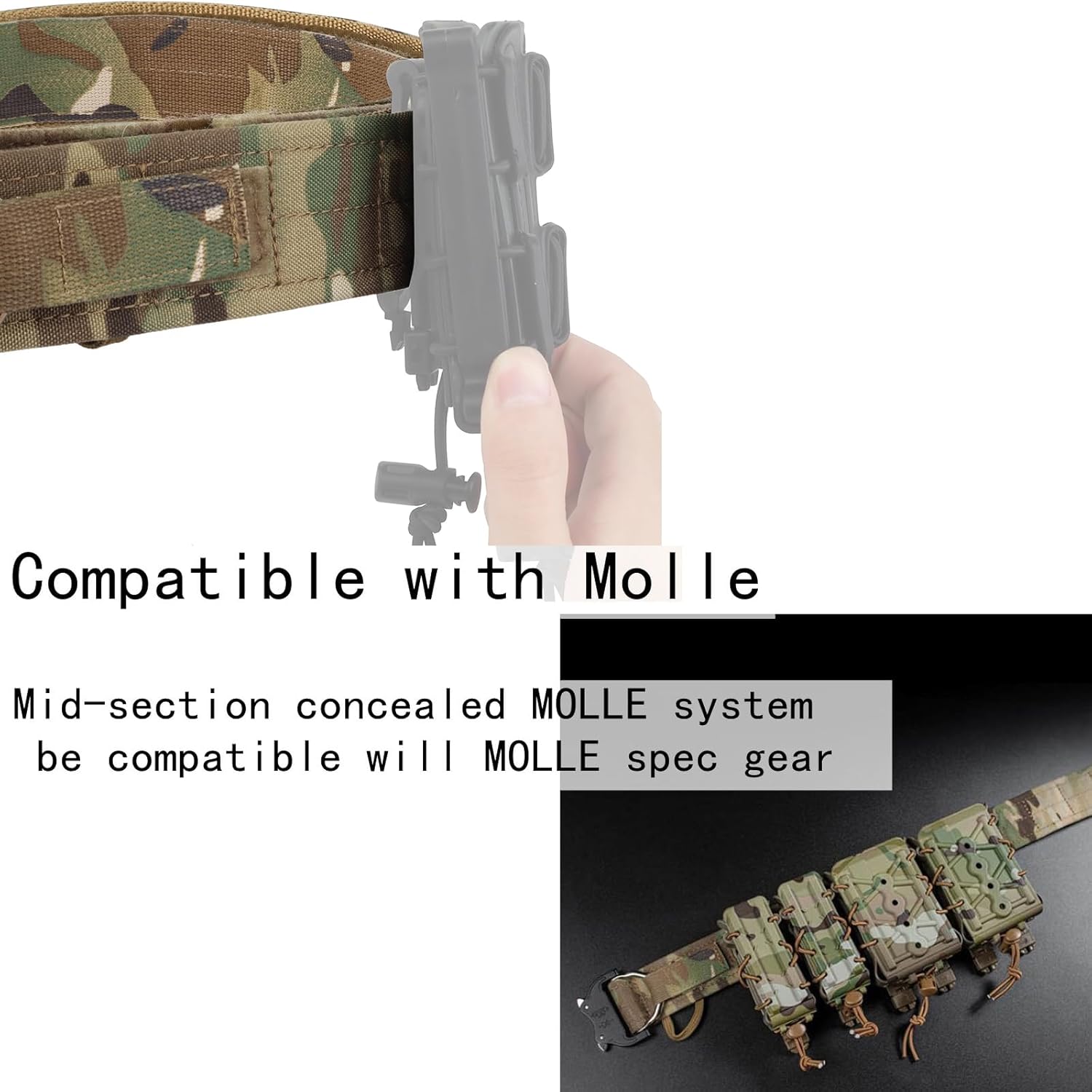 Military Waist Belt Multi-Purpose Molle Rigger Belt with Quick Release Buckle, 2-in-1 Heavy Duty Belts for Men - Image 2