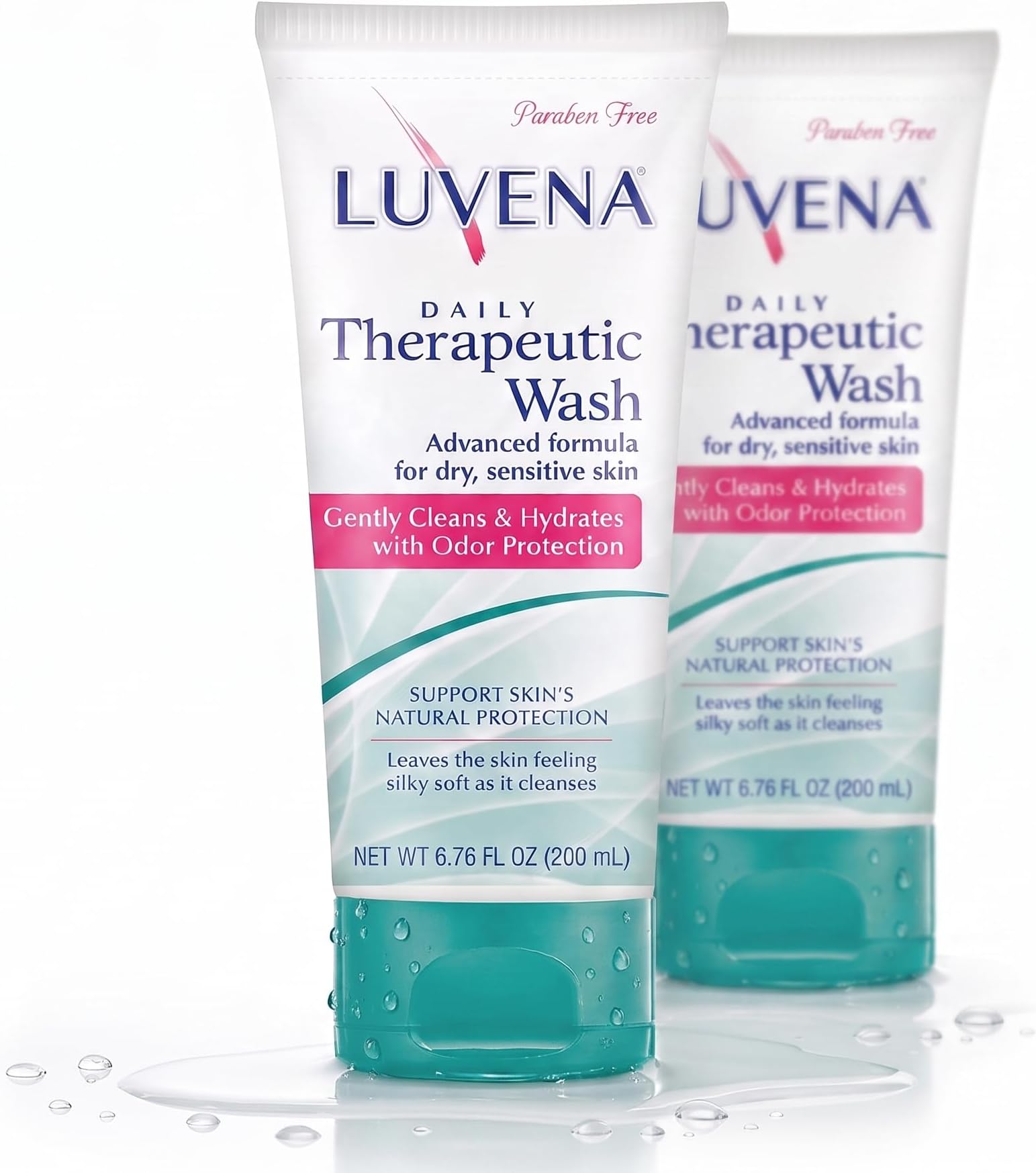LUVENA Feminine Wash pH Balanced Sweet Pea Intimate Cleanser 6.76 oz 2 Pack | Gently scented formula with vitamin E helps moisturize and resist odor, water based and paraben free for everyday use
