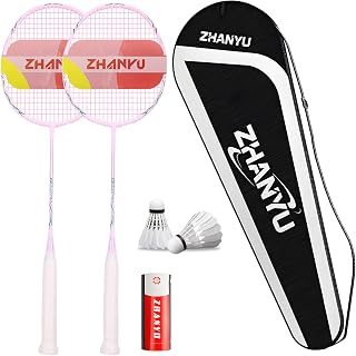 82g Lightweight Badminton Racket Set of 2,Balanced Offense and Defense,One-Piece Professional Badminton Racket, with 2 Shuttlecocks,1 Carry Bags,for Training and Entertainment