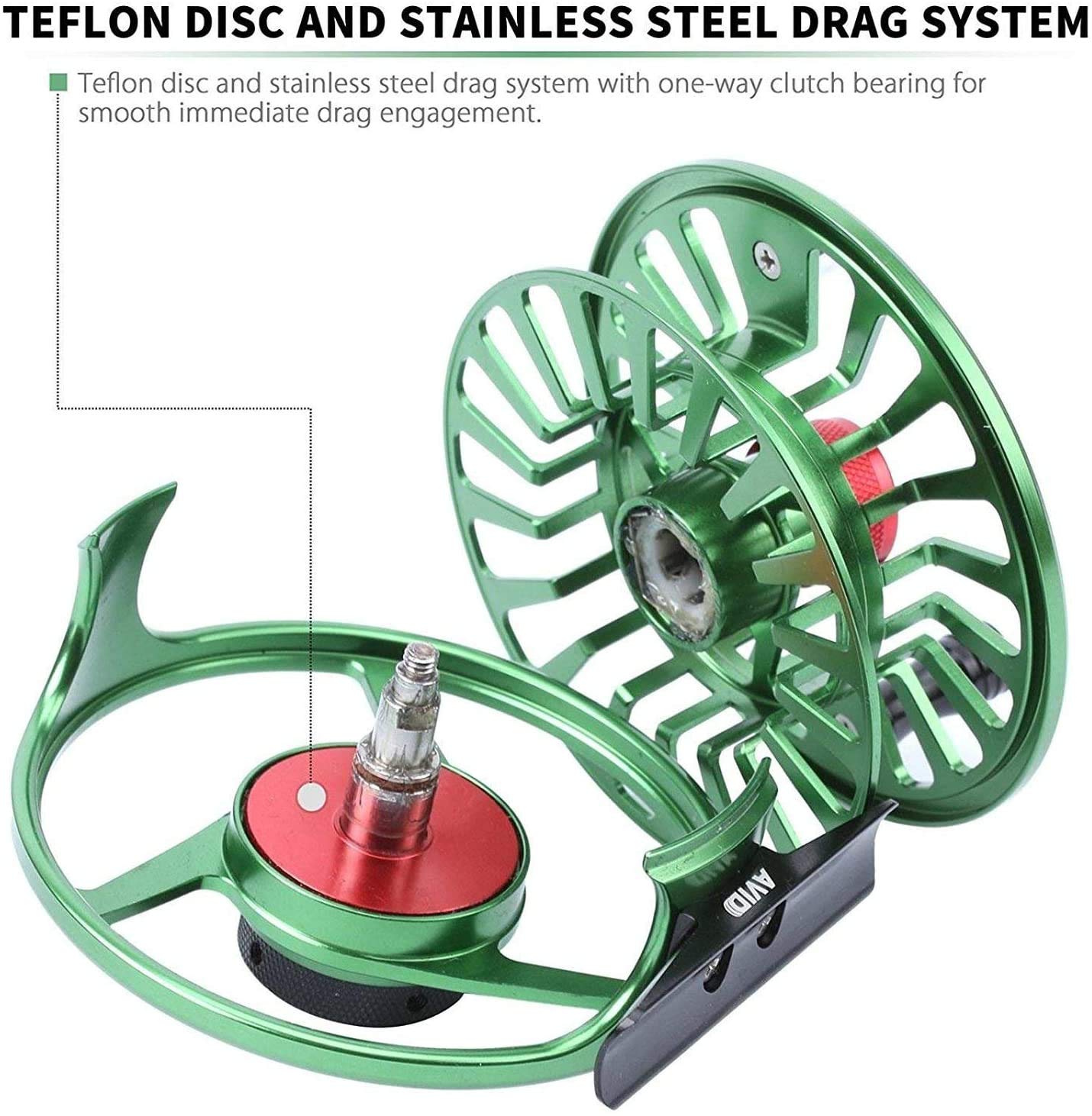 MAXIMUMCATCH Avid fly reel with a large arbor, 100% high quality 6061 aluminum, 1-3, 3-4, 5-6, 7-8, 9-10, 5 colors to choose from, with flying lines combo (green, 1-3