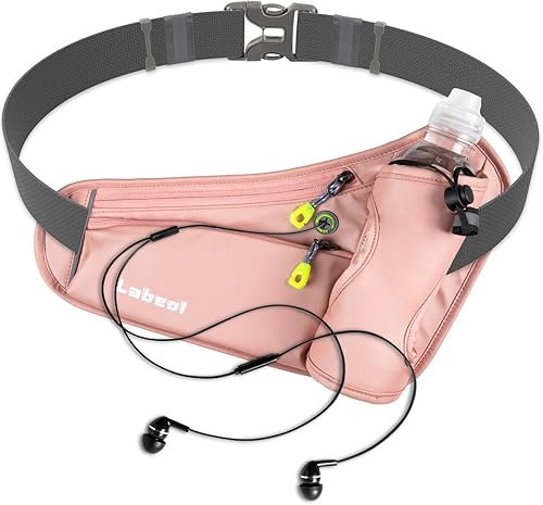 Cinturón para correr, cinturón de hidratación impermeable con soporte para botella de agua, paquete de cintura reflectante ajustable y reflectante,