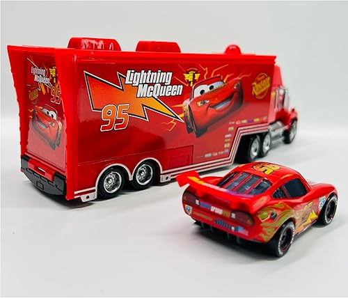 Miniatura 4 de Set de autos y remolque, caja de color para regalo de cumpleaños de tu hijo, autos de juguete de aleación fundida a presión, autos de juguete de